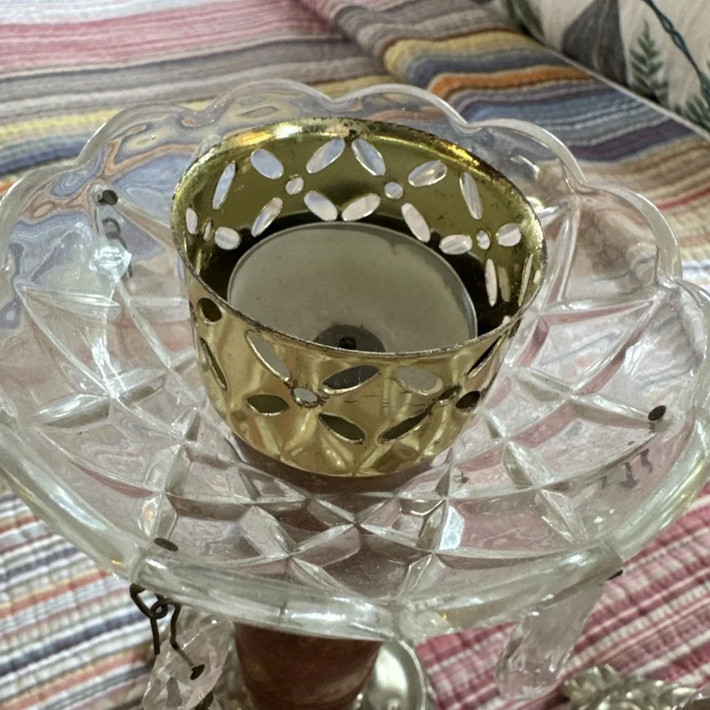 Pair Of Hedco Wood Metal Glass Candle Holders Parts Only Read